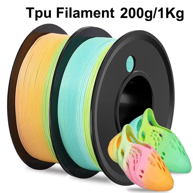 200g 1Kg TPU Arcobaleno Filamento Flessibile 1.75mm Stampante 3D Filamento Stampa Rotolo FlexMaterials 95a Arcobaleno Verde Fresco Gommoso
