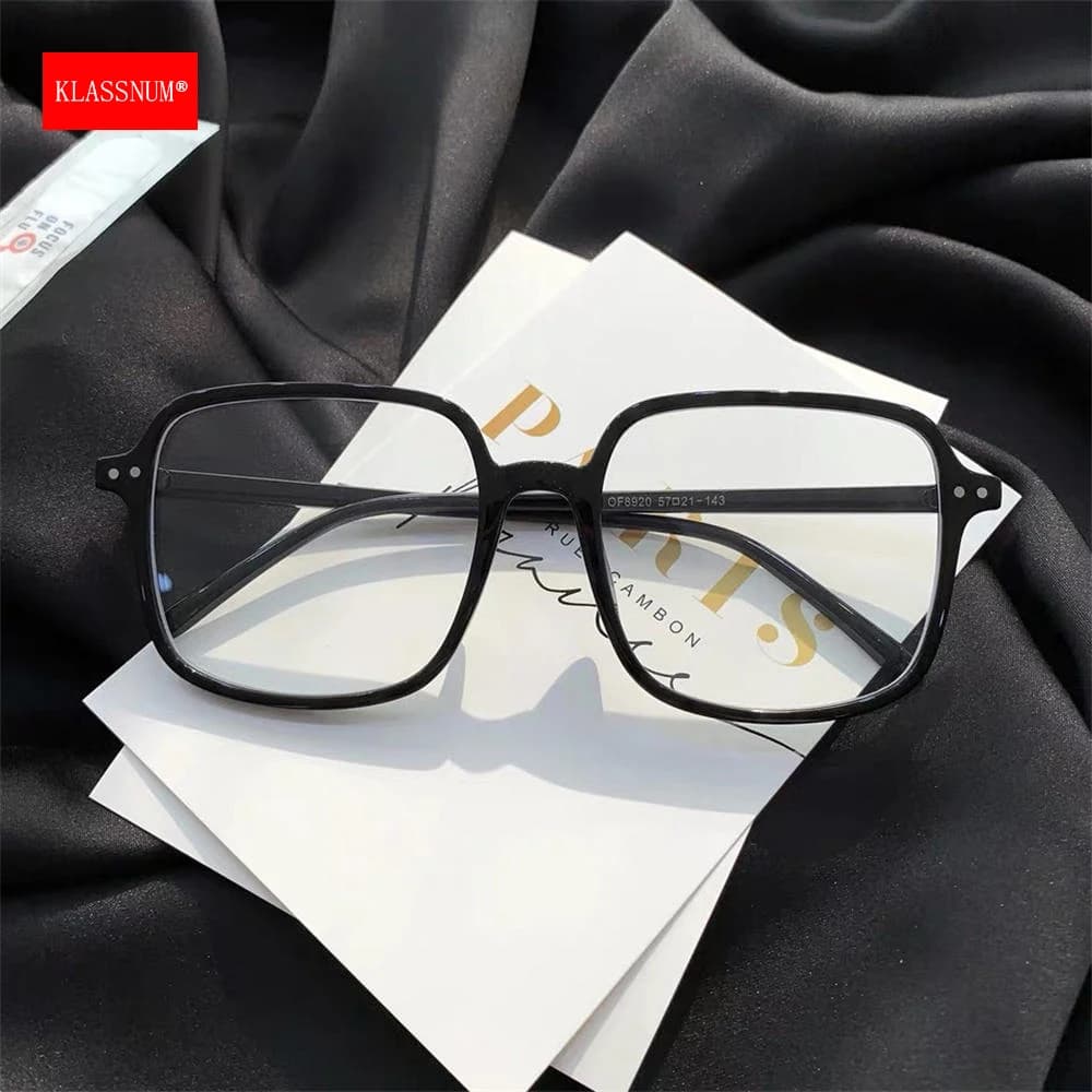 KLASSNUM Women Anti-Blue Light Glasses Oversize Square Ultra-Light Transparent Computer Eyewear Presbyopia Glasses Frame 2026