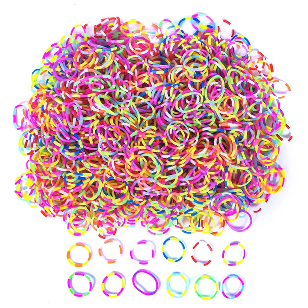 200pcs Double Color Rubble Loom Bands Bracelets Girl Gift Elastic Weaving Lacing For Toy Necklace DIY Jewelry Making Accessories
