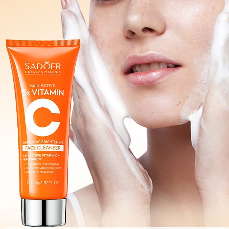 SADOER Detergent face to vitamin C Face wash Detergent foam Deep cleansing Hydrating Whitening Skin care