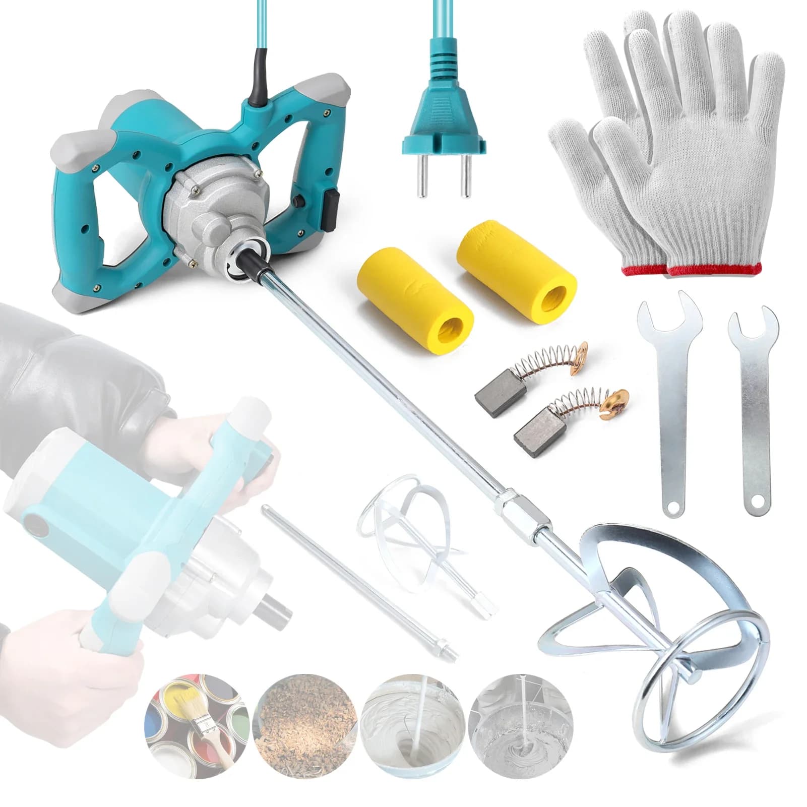 Electric mixer for Concrete 2600W, 6 Speed, Industrial Mixing Machine for Paints, Cement, Intonque, Malta and Coatings