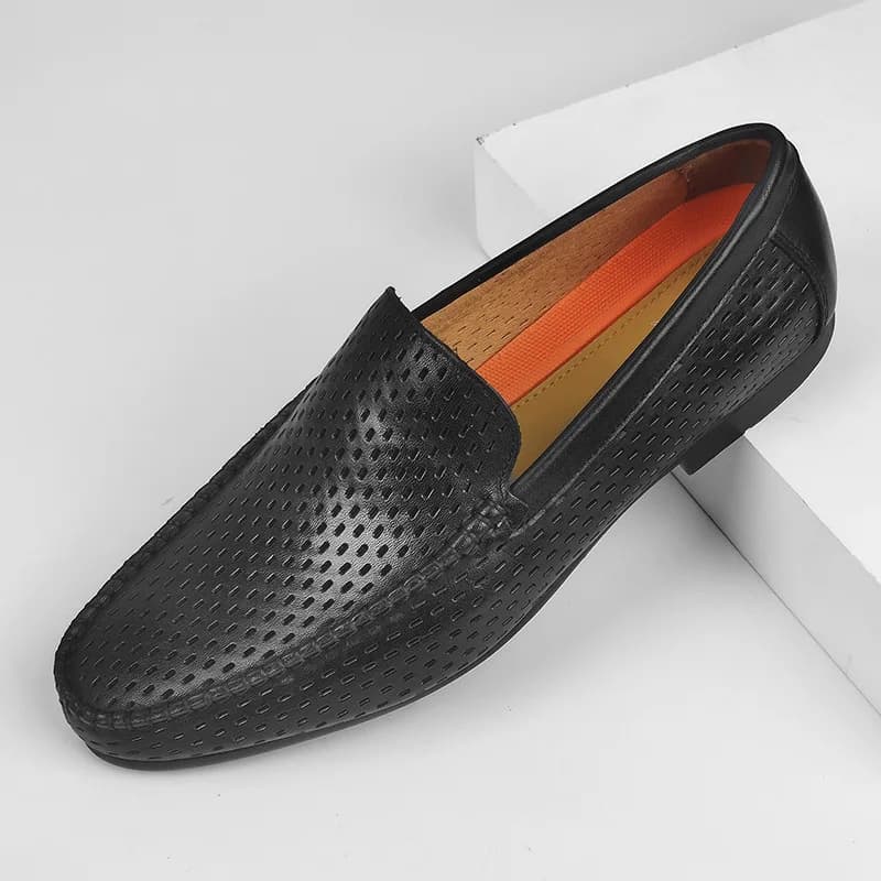 New 2023 Summer Breathable Men's Genuine Leather Footwear Comfortable Leather Shoes For Men Lightweight Slip-on Men Loafers