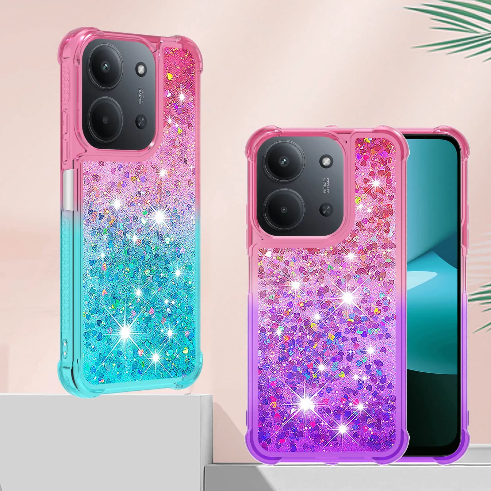 Glitter Gradiente Liquido Sabbie Mobili Paraurti Cassa Del Telefono Per Xiaomi Redmi 15C 15 C Ragazze Carino Anti Caduta Antiurto Copertura di Protezione