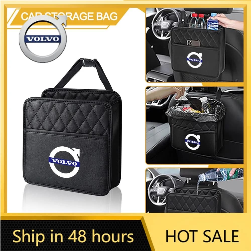 Car Backseat High Quality Leather Storage Bags Hanging Organizer Box For Volvo XC90 XC60 T6 C70 XC40 V40 XC70 V70 V60 S80 S40