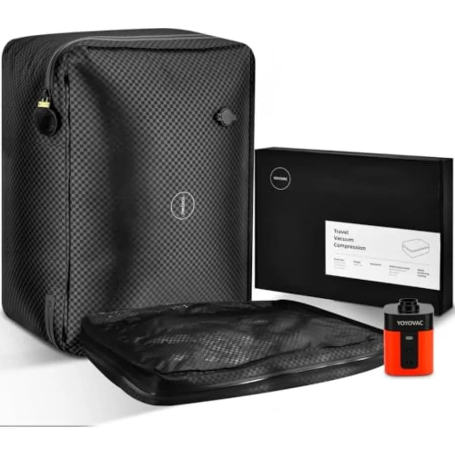 Sacche Sottovuoto per Valigie con Pompa Wireless e Tracker iOS per Bagagli da Viaggio (Senza Bagagli a Mano) - Triplicati lo Spazio dei Tuoi Bagagli