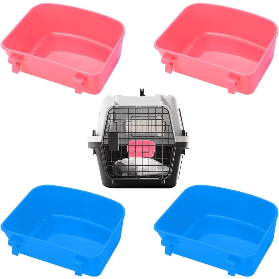 4 PCS Gabbia Tazze Coniglio Mangiatoia Abbeveratoio Pollo Uccelli Mangiatoie Appeso Contenitore per Alimenti e Acqua per Animali Domestici Bagno Ciotola per Acqua Universale