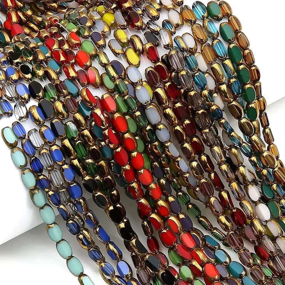 100pcs Briolette Oval Glass Beads Plating Golden Color Crystal Spacer Beads For Beads for Jewelry Making DIY Necklace Bracelet