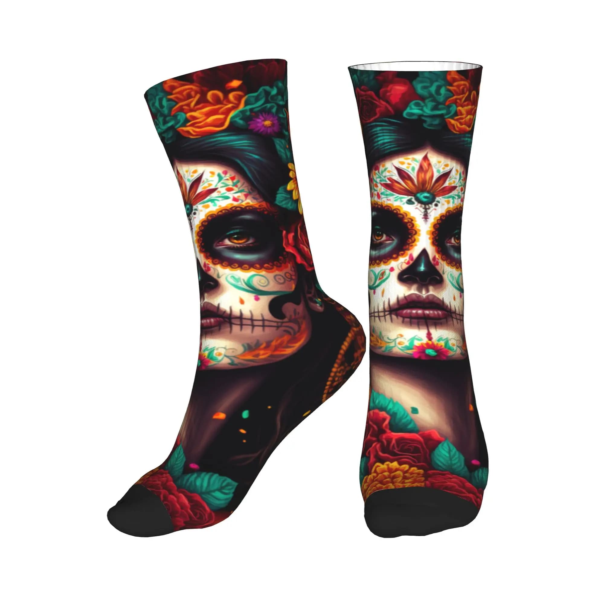 Calzini da uomo e da donna con stampa Catrina Sugar Skull Lady, calzini caldi alla moda