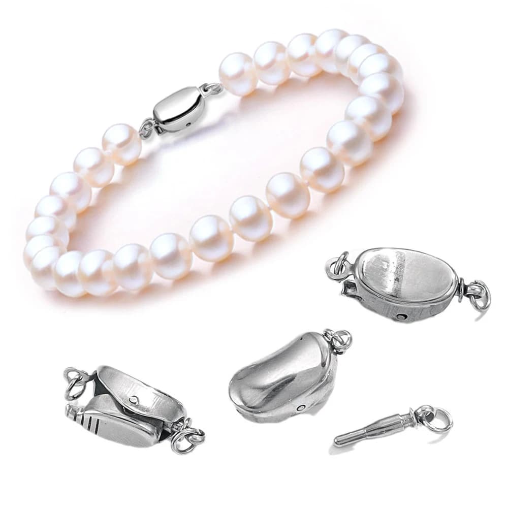 5 fibbie per collana in acciaio al titanio, fibbia a sella in acciaio inossidabile, non arrugginita, collana di perle fai da te che collega la creazione di gioielli