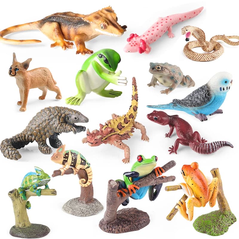 Oenux Foresta Rettile Animali Camaleonte Selvatico Rana Lucertola Serpente Action Figure Modello Figurine Collezione Giocattolo Per I Bambini Regalo