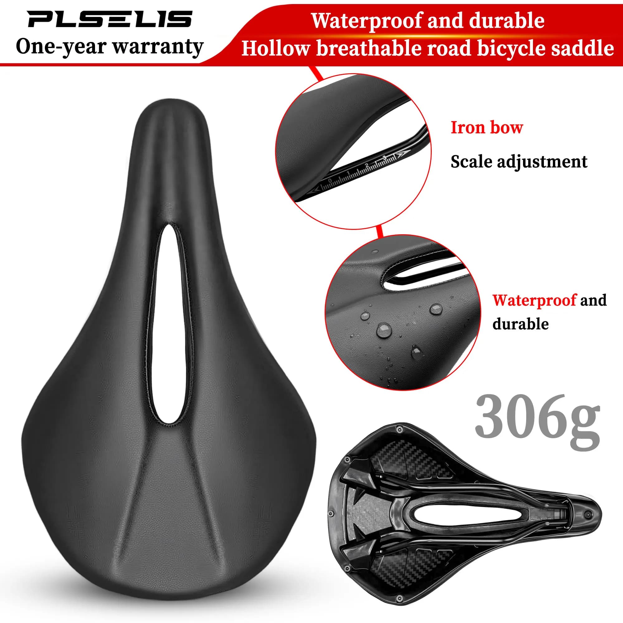 PLSELIS cuscino per bicicletta in spugna morbida 306g cuscino per bicicletta da strada leggero e traspirante cavo design ergonomico accessori per l'equitazione