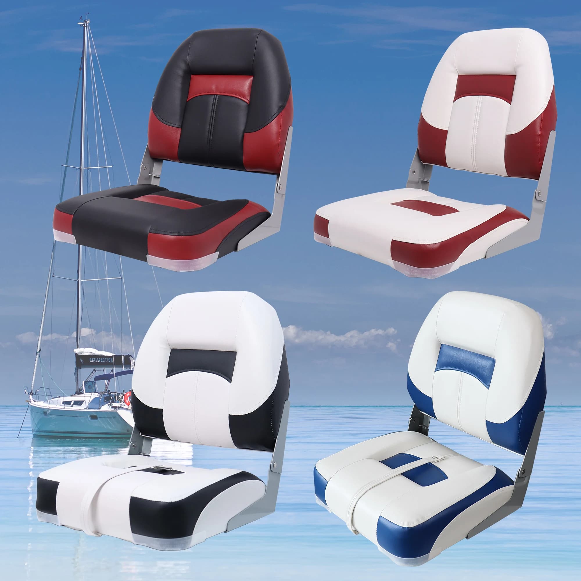 Folding Bass Boat Seats Classic Boat Seat Other Marine Supplies Low Back Fishing Speed Ship Boat Chair 1PCS
