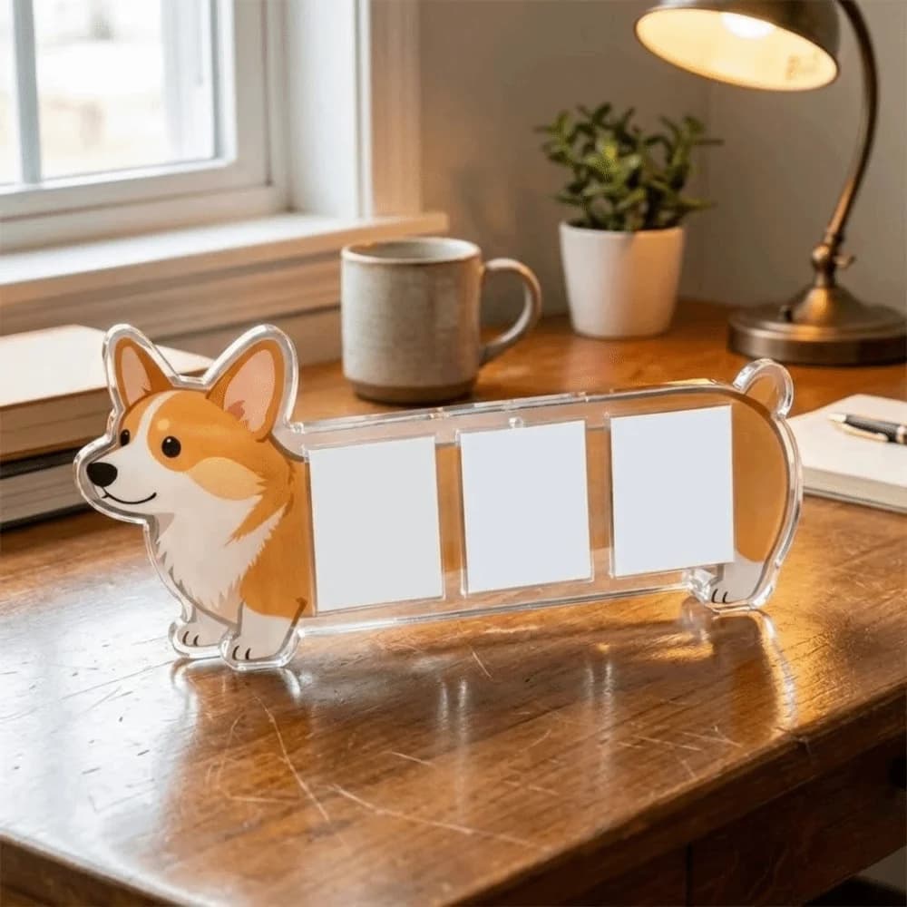 3 Inches Acrylic Photo Frame Cartoon Animal Shape Dog Shaped Picture Frame Multi-Photo Smooth Photo Collection Frame