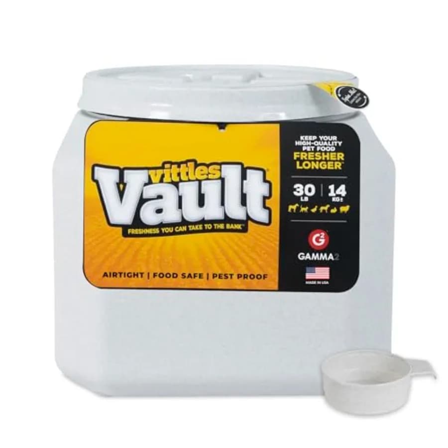 Contenitore per alimenti per animali domestici Vittles Vault, tradizionale, per crocchette per cani/semi per uccelli/farina d'avena/riso/farina/cereali, in plastica senza BPA, sigillato.