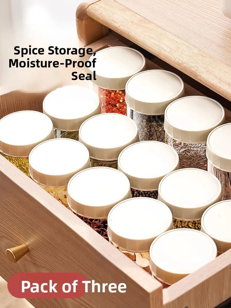 Set of Sealed Containers for Kitchen Spices, Condiments Cylinders, Domestic Sauce Bottles, for Pepper in Granes and Red Pepper