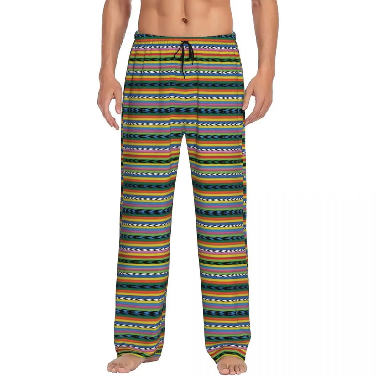 Pantaloni da Pigiama Boho Etnici Personalizzati, Abbigliamento da Notte per Uomo, Pantaloni Comodi Elasticizzati con Tasche