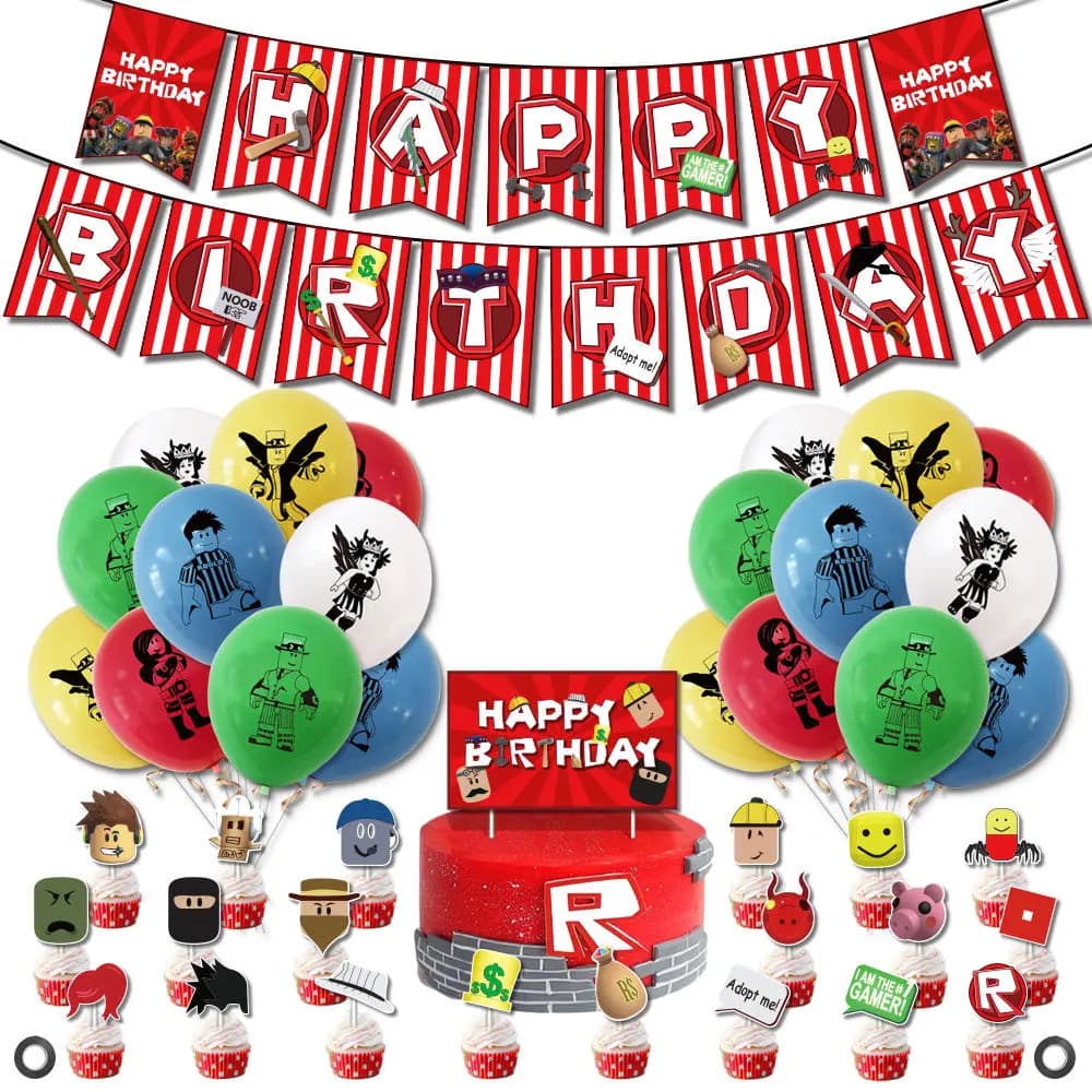 Palloncini per il 5° Compleanno di Roblox, Decorazioni per Feste di Compleanno, Topper per Torta, Striscione Roblox, Accessori per Feste di Compleanno '99 Nights'