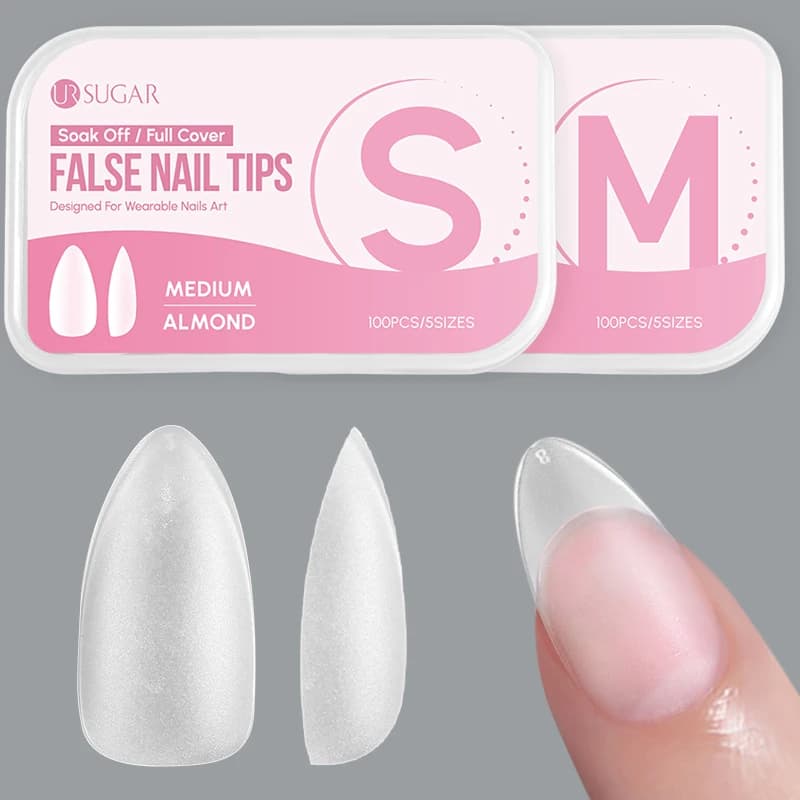 UR SUGAR 100 pz. Punte per Unghie Finte in Acrilico Trasparente Opaco a Forma di Mandorla per Estensioni Unghie, Punte in Gel Morbido, Strumenti per Manicure