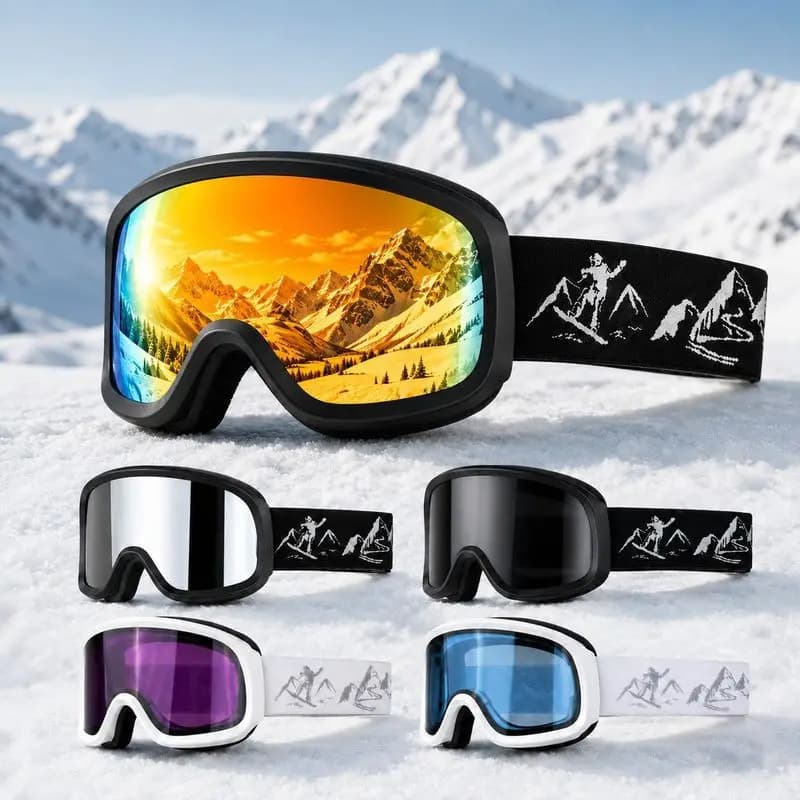Adult ski goggles, compatible with prescription lenses, featuring double-layer anti-fog and windproof technology