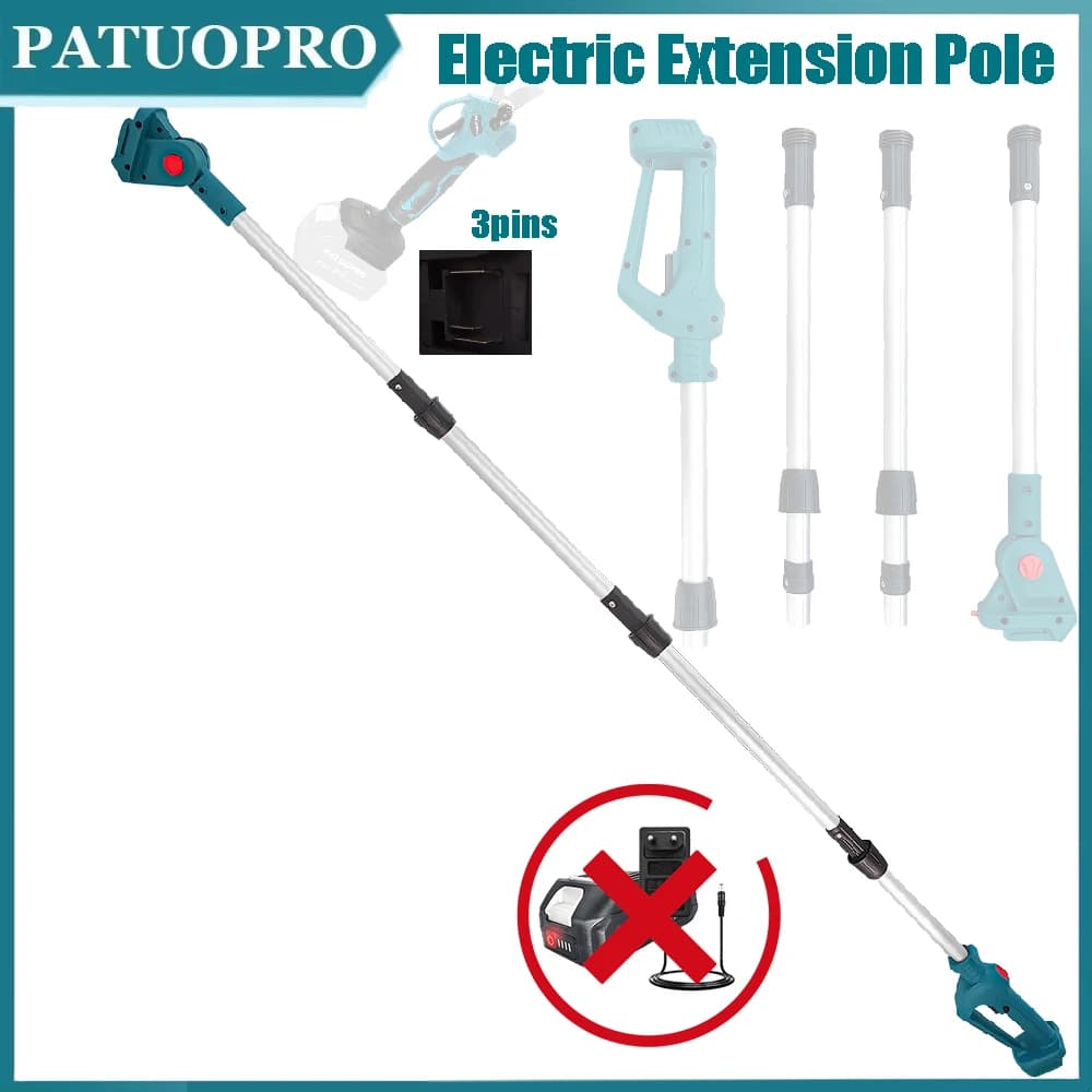 Detachable electric extension rod for electric shears with 3 pins, Makita 18V battery garden tool