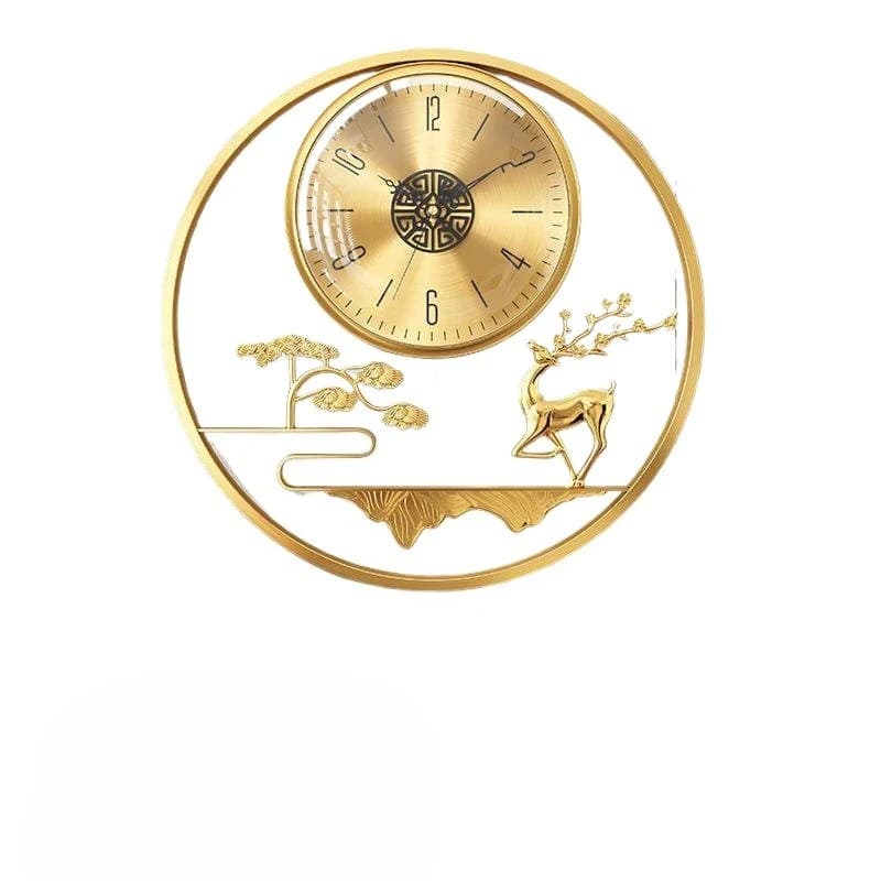 New Chinese brass wall clock, living room home luxury atmosphere, silent clock when hanging on the wall