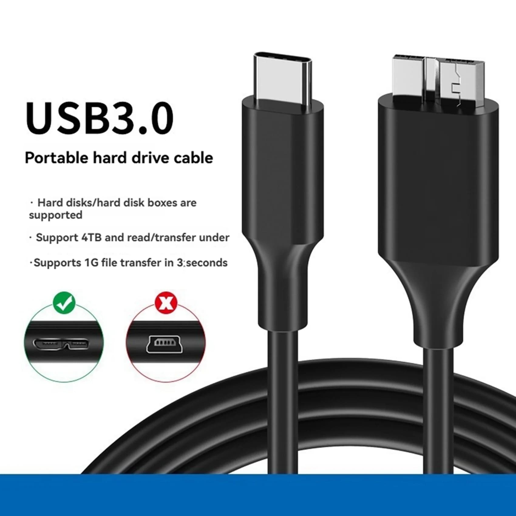 【OFFERTA ANNIVERSARIO】Cavo convertitore 2X da USB Type-C a Micro-B per HDD esterno, SSD, disco rigido, fotocamera, cavo di prolunga