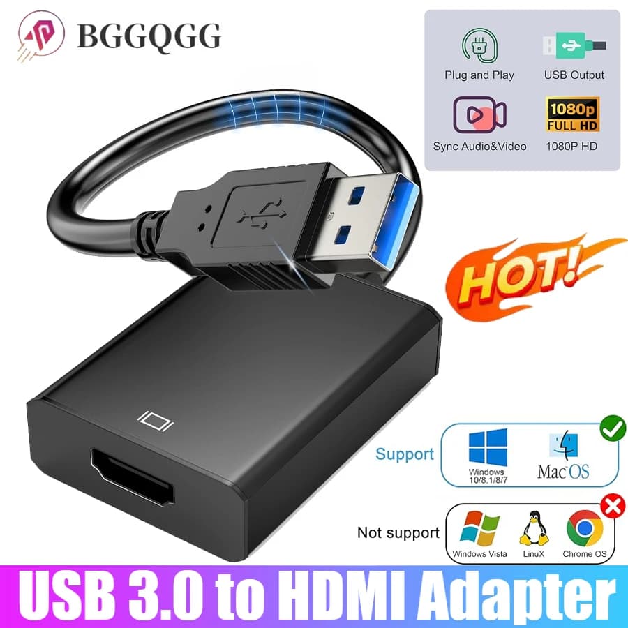 USB 3.0 to HDMI Converter from USB to HDMI 1080P USB to HDMI cable from USB to HDMI 60 Hz video audio adapter for PC HDTV Portable projector