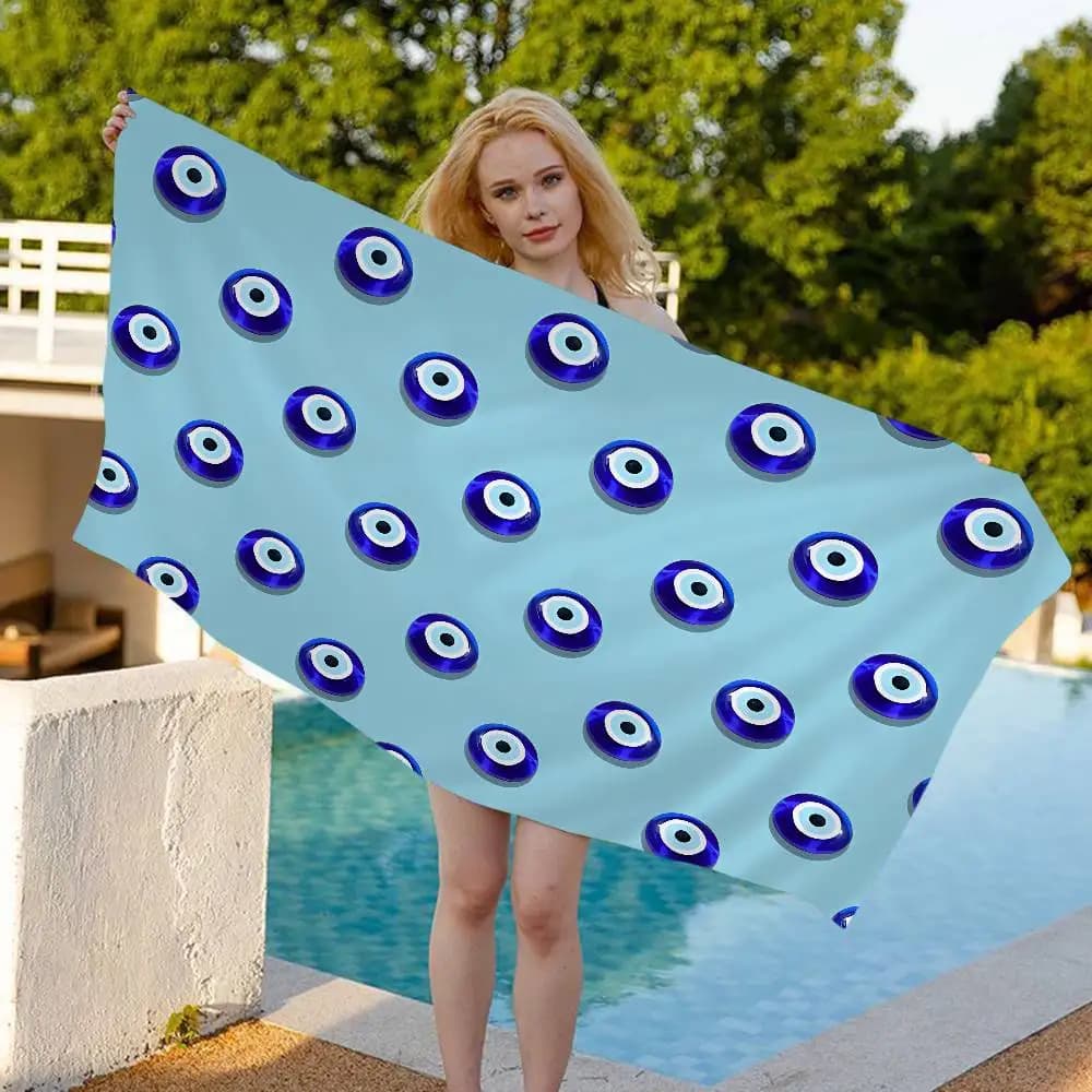 Asciugamano da spiaggia Evil Eye Anime, morbido e assorbente, regalo per bambini, per viaggi, campeggio, palestra