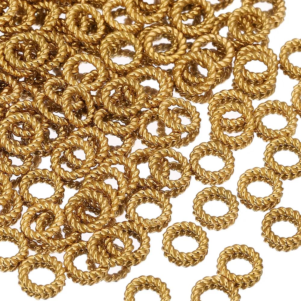20 pieces stainless steel with woven rope, circular connector, closed jump rings, often divided ring for diy jewellery materials, supplies manufacturing materials