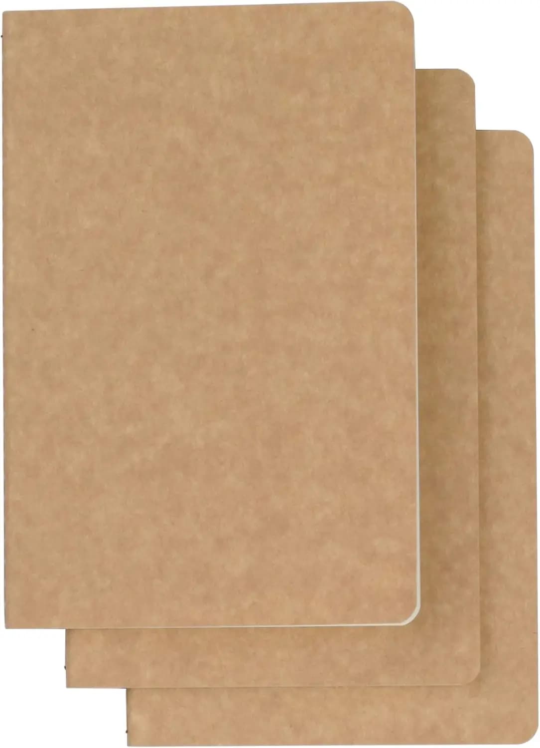 Set da 3 quaderni da viaggio per viaggiatori o studenti - Copertina morbida in carta kraft marrone - 5,5” x 8,25” - 96 pagine bianche