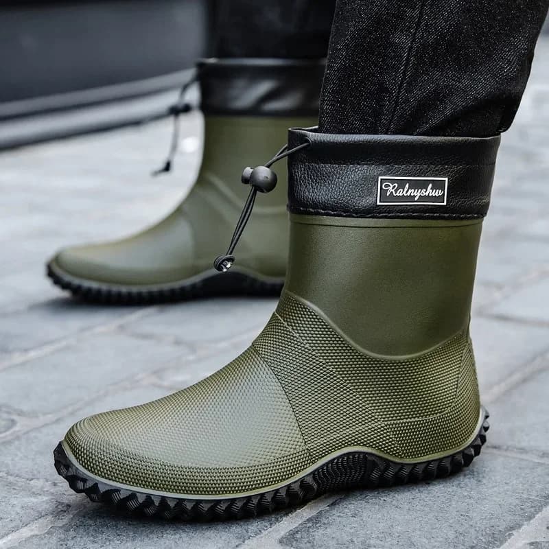 Stivali da pioggia corti da uomo Abbigliamento da lavoro all'aperto Scarpe impermeabili Stivali da acqua antiscivolo leggeri e bassi da donna Stivali da pioggia da spiaggia