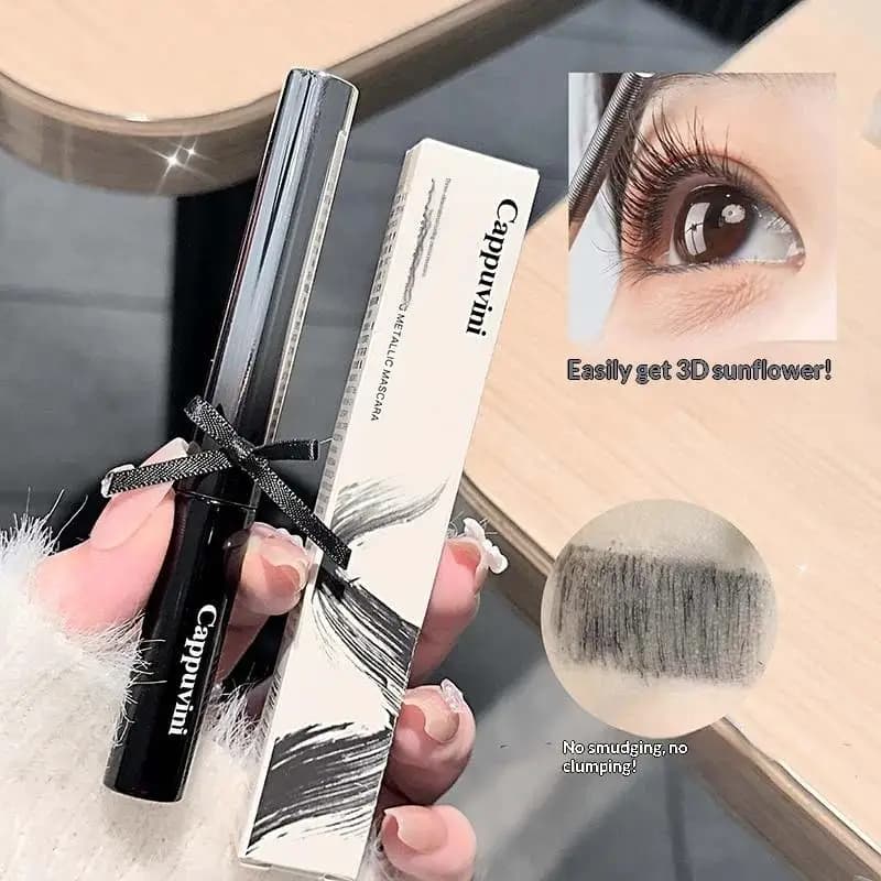 Cappuvini Mascara 3D in Metallo, Effetto Lifting, Resistente all'Acqua e alle Sbavature, Ciglia Voluminose e Incurvate Tutto il Giorno, Non Grumba, Extension Ciglia