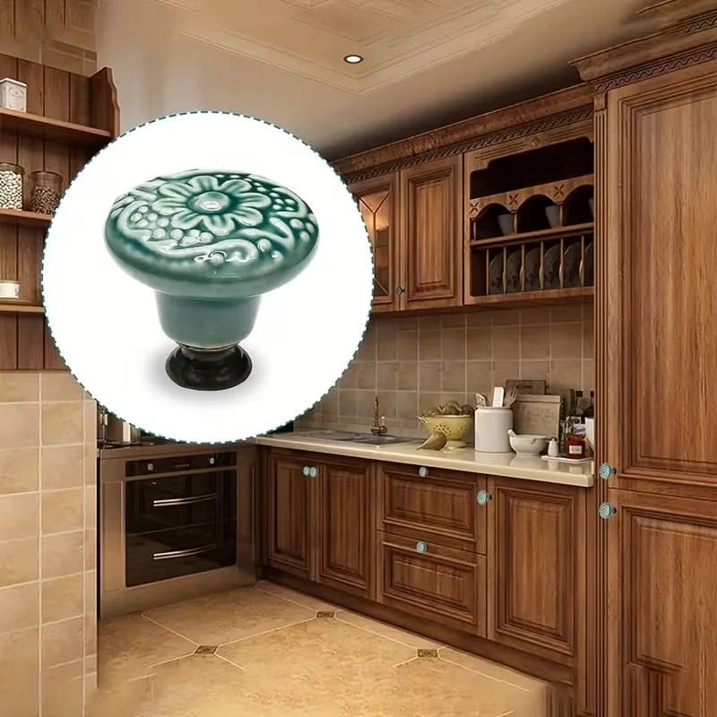 12 pomelli per armadietti in ceramica, design floreale, maniglie resistenti per cassetti e porte, ferramenta industriale, include viti di montaggio