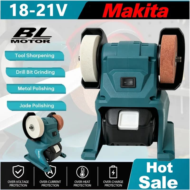 Makita 18V Cordless Bench Grinder | Dual Grinding Wheels for Metal, Stone Polishing & Knife Sharpening | Portable Power Tool