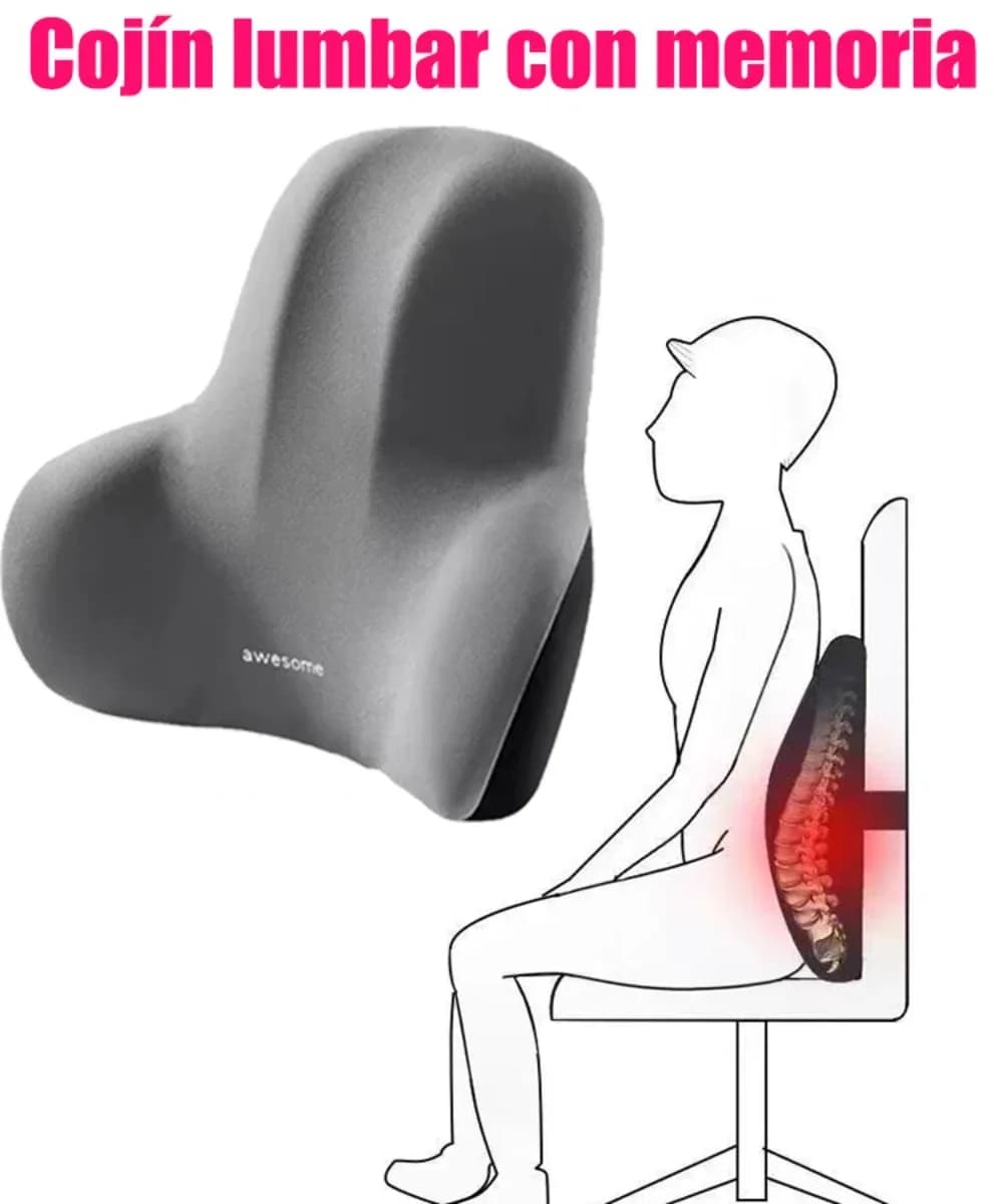 1 piece memory foam office chair cushion with lumbar support, for backache, washable cover, painkiller system for computer desk chair