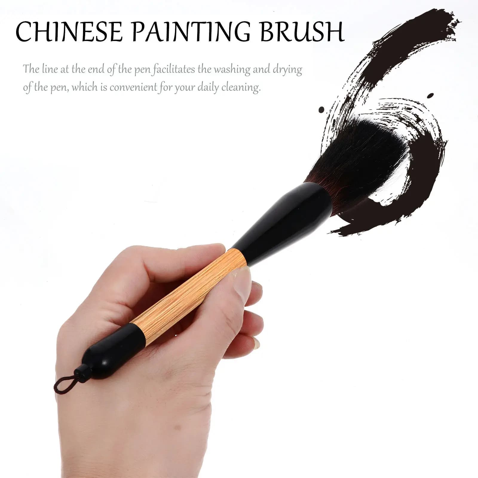 2Pcs High Quality Chinese Calligraphy Brush Set Wolf Hair Wool Tips Easy Clean Hanging Loop Design Simple Elegant Brush for Art