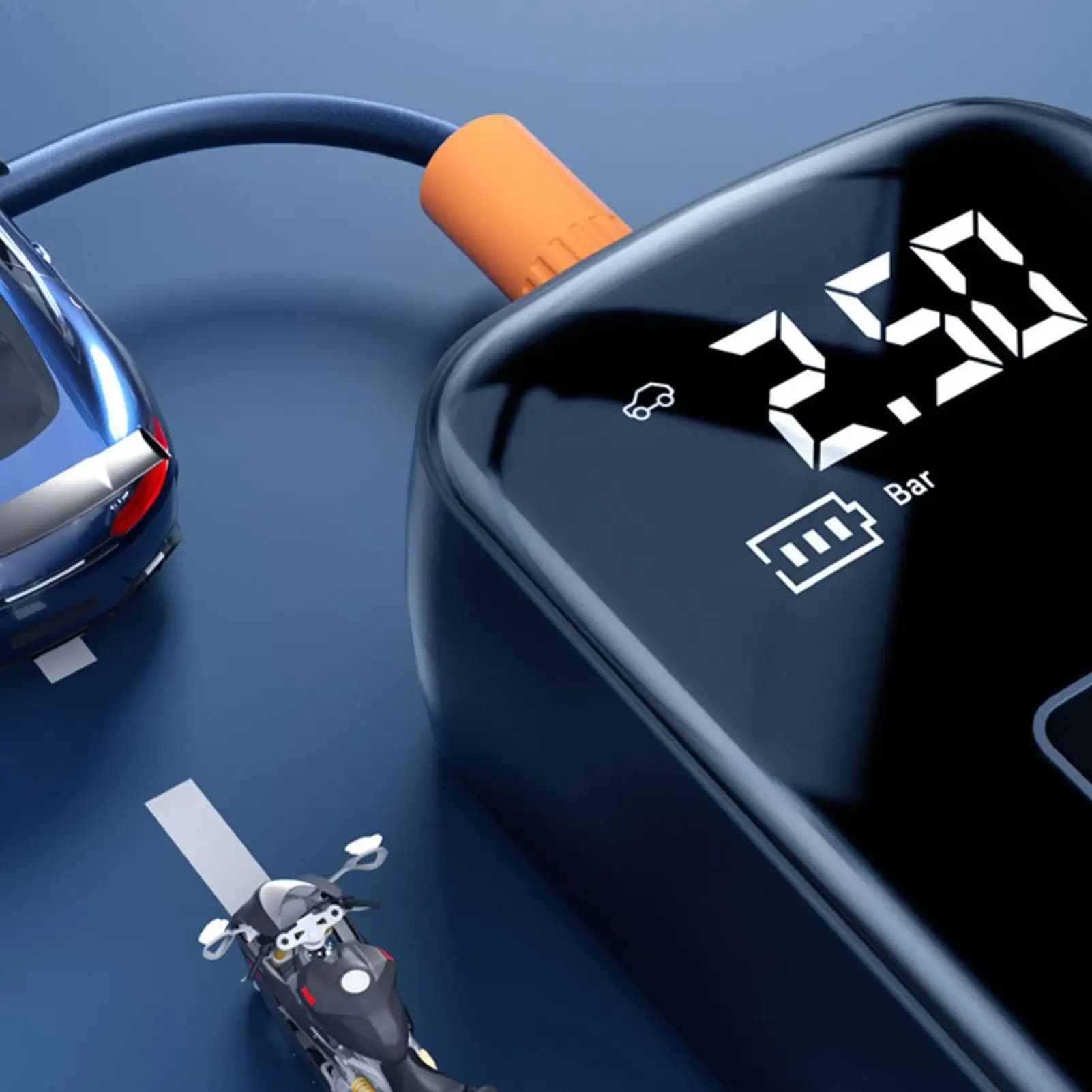 Mini compressore d'aria portatile ricaricabile con display digitale per auto, bici e scooter