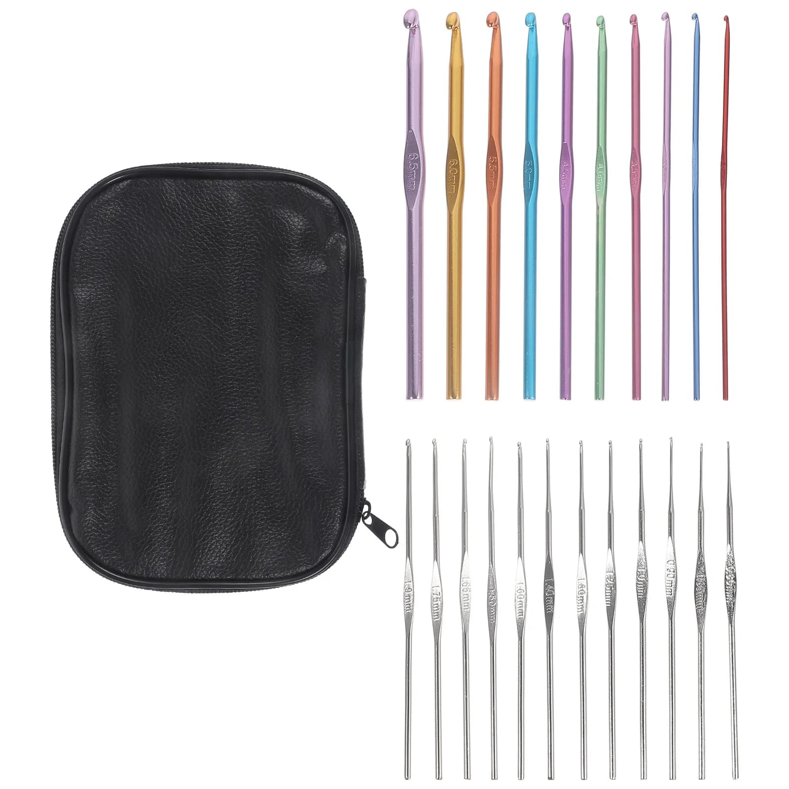22 Piece Crochet Hook Set for Beginners Aluminum Knitting Needles DIY Yarn Craft Accessories