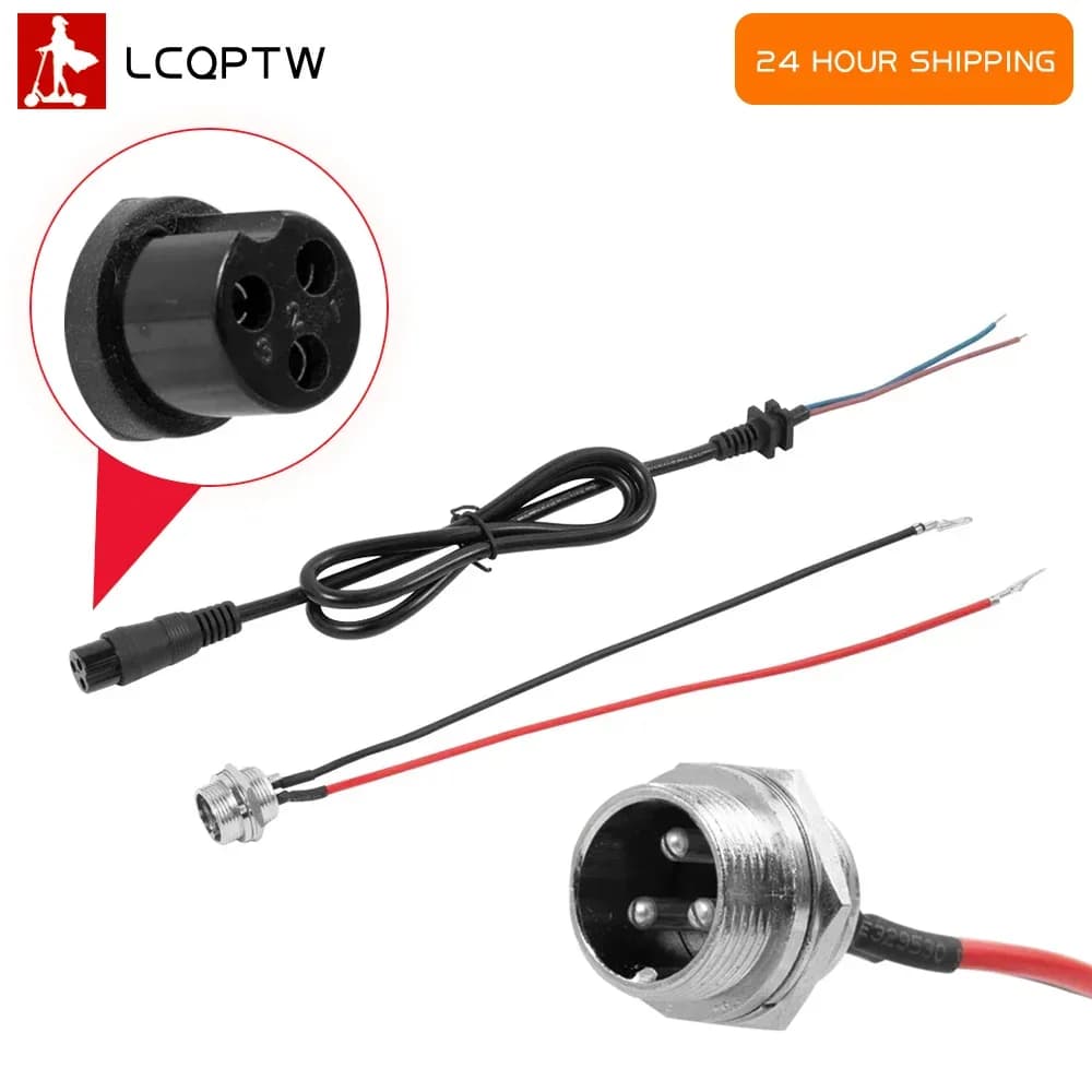 Perno caricabatteria a 3 pin in linea per scooter elettrico Testa rotonda a tre fori Porta di ricarica Presa jack Connettore caricabatterie
