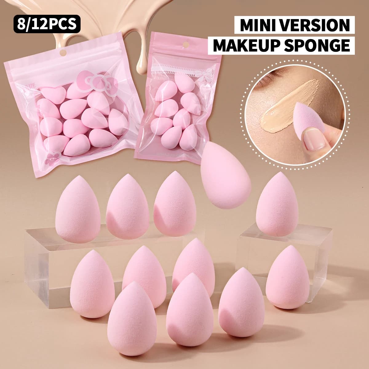 Mini Makeup Sponge Set Soft Cosmetic Blender Sponge for Foundation Concealer Cream Mini Beauty Sponge Portable Travel Design