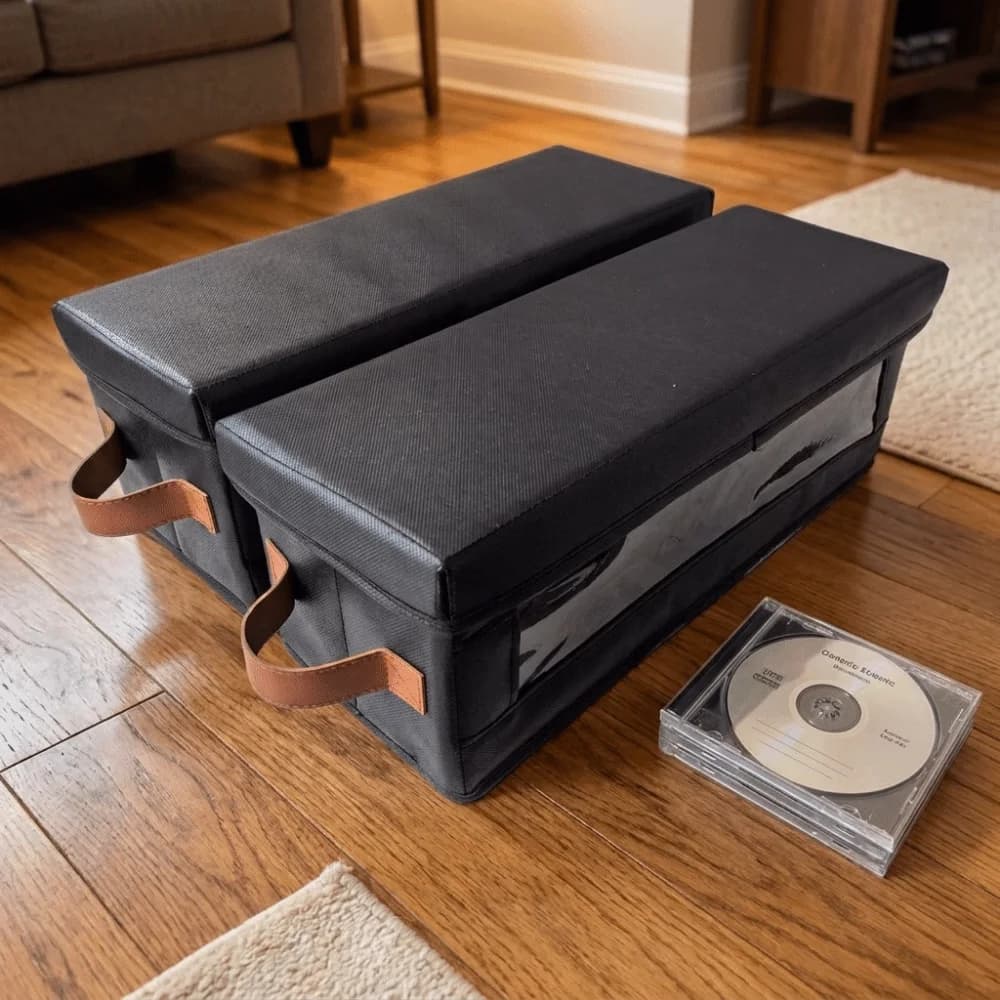 Non-woven Fabric Visible Window CD Storage Box Dust-proof Large Capacity DVD Storage Box Folding Stackable CD Case Media Storage