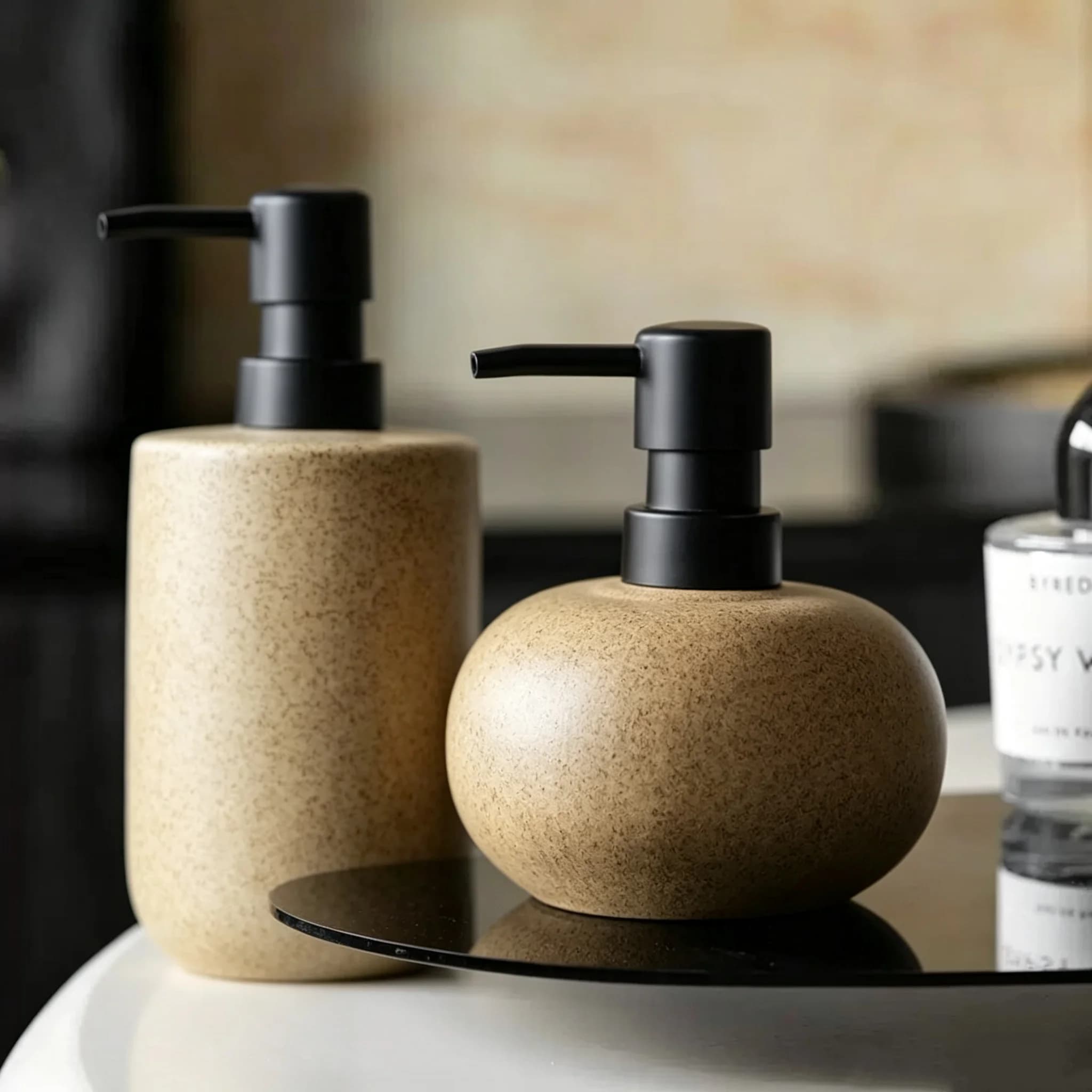 Ceramic Soap Dispenser Refillable Hand Sanitizer and Lotion Bottles, Phthalate Free, for SPA Experience Bathroom Accessories
