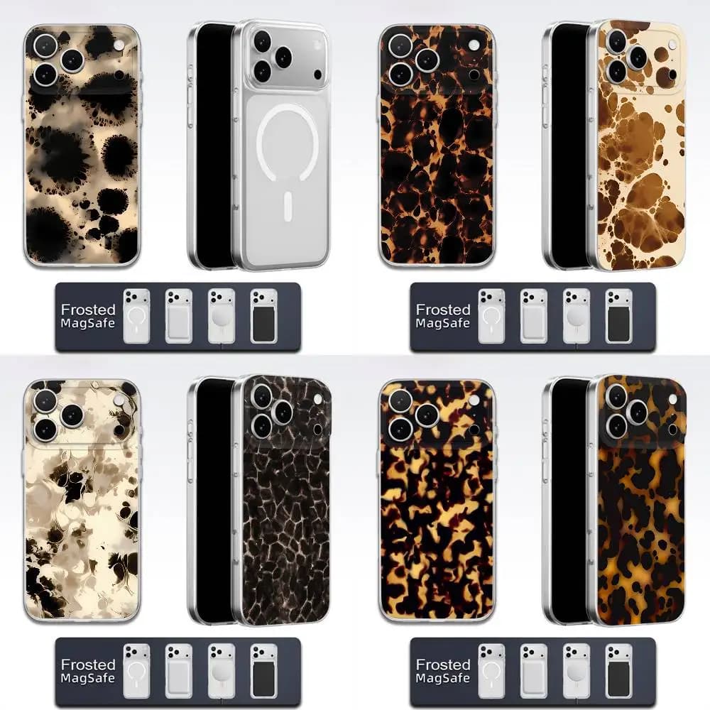 Custodia per telefono con texture tartaruga in marmo tartaruga Shell per iPhone 17,16,15,14,13,12,11,Pro,Max,Plus,E,Air,Mini Magsafe Cover smerigliata