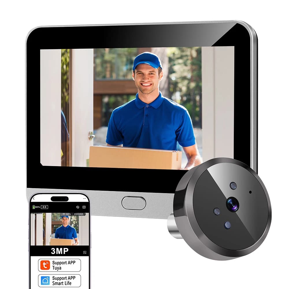 Campanello Intelligente Tuya 3MP 140° 2026 ° Telecamera Spioncino Miniaturizzata con Ampio Angolo di Visione, Campanello con Radar e Monitor, Visualizzatore Digitale Compatibile con Alexa e Google