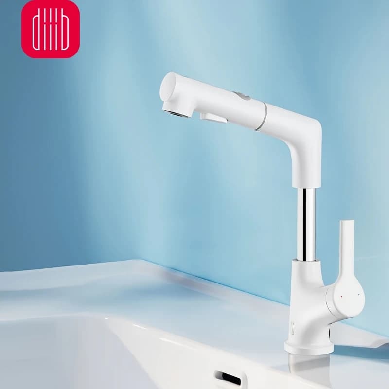 Diiib Rubinetto per lavabo Estraibile Rubinetti per bagno girevoli con sollevamento Ugello a 2 vie Spruzzatore a flusso di pioggia Acqua calda fredda per cucina