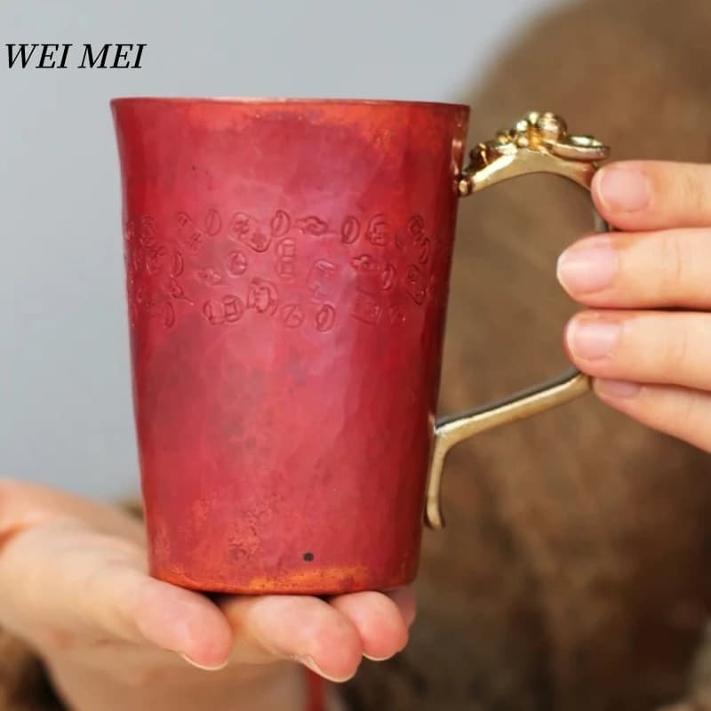 Handcrafted Vintage Copper Breakfast Coffee Cup,Thickened Heat-Resistant Moscow Water Mule 250 ml Juice Mug,Tea Cup Tableware