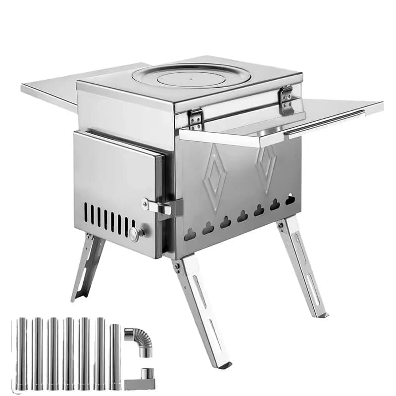 inPopolare inInnovative Outdoor Portable Tent with Stainless Steel 304 Stainless Steel Foldable Stove Without Smoke for Heating and Kitchen