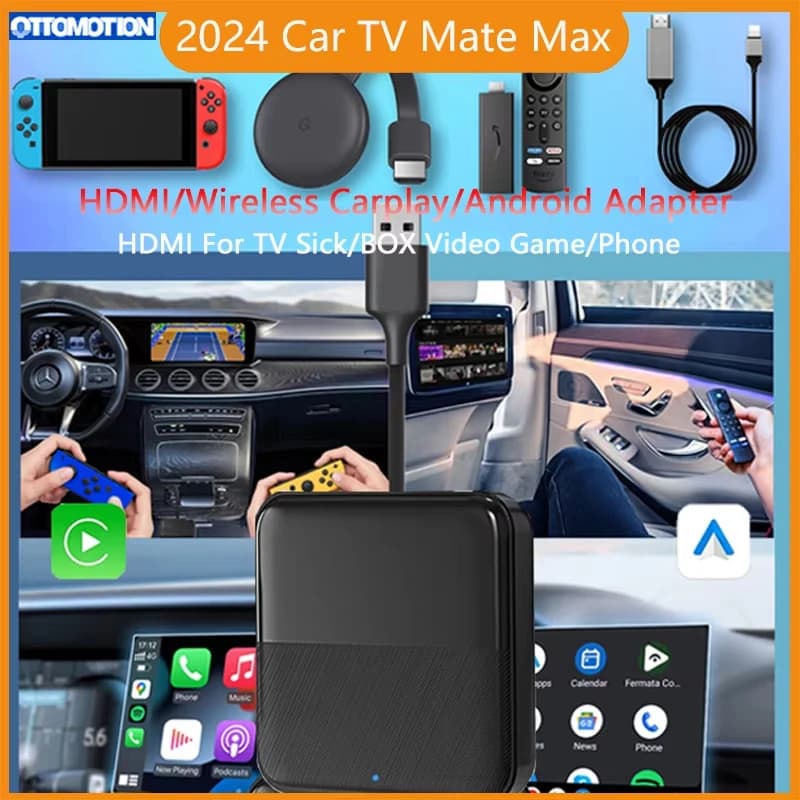 Car Tv Mate Con cavo a Wireless Carplay Android Auto Adattatore HDMI Convertitore video multimediale per Neflix Youtube TV Stick Game Box