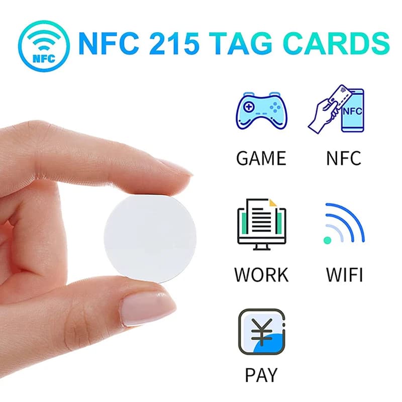 5YOA Rotondo 50/100 pz NTAG215 NFC Moneta Tag 13.56 MHz Ntag215 Bianco Bianco/Nero Etichetta Carta RFID Etichette Ultraleggere 25mm Diametro