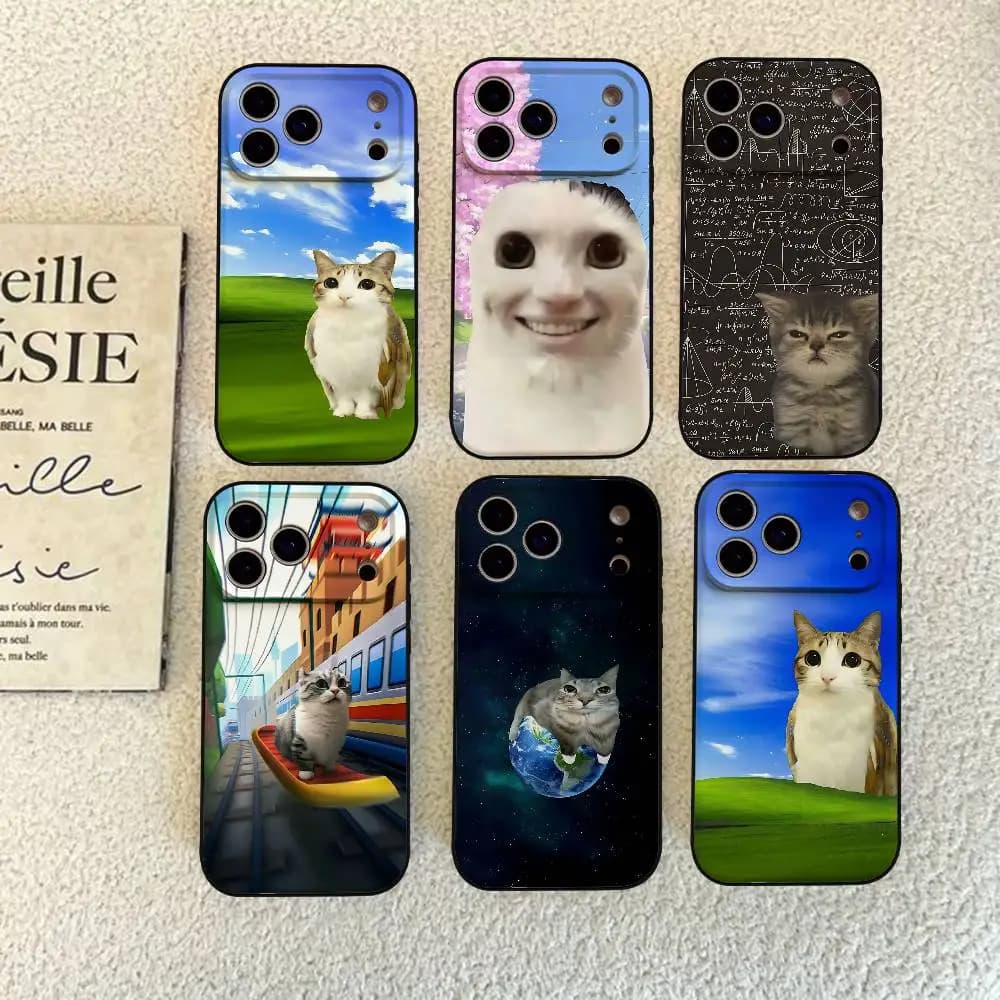 Custodia per telefono divertente con gatto simpatico per iPhone 17 Pro 15 13 14 16 11 12 Pro Max 7 8 Plus XR XS X SE, cover in silicone morbido opaco